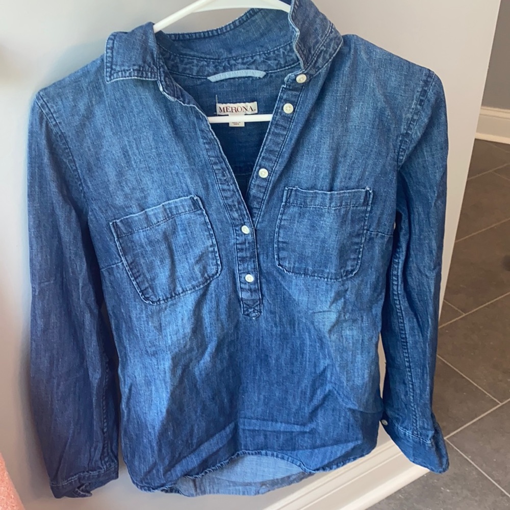 Chambray pullover shirt